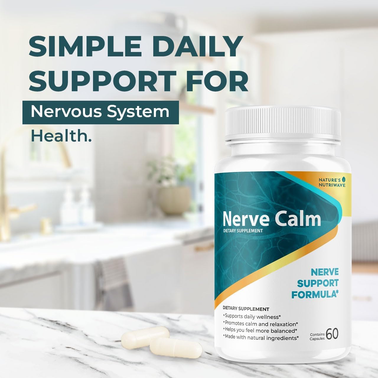 NerveCalm – Pasiflora & Higo Chumbo Cápsulas – 30 Ct, Suministro para 3 Meses | Vegano, No Transgénico, Fabricado en EE. UU.