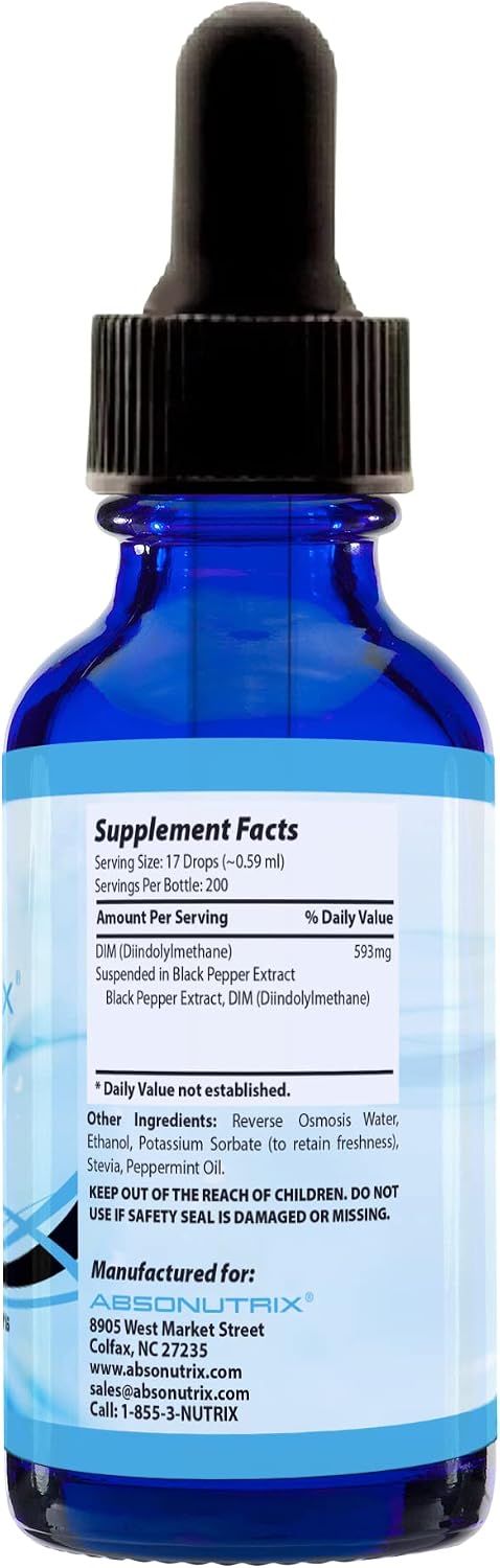 DIM (Diindolylmethane) Extract 593 mg, 4 Oz, 200 porciones, Gotas de Rápida Absorción - Absonutrix