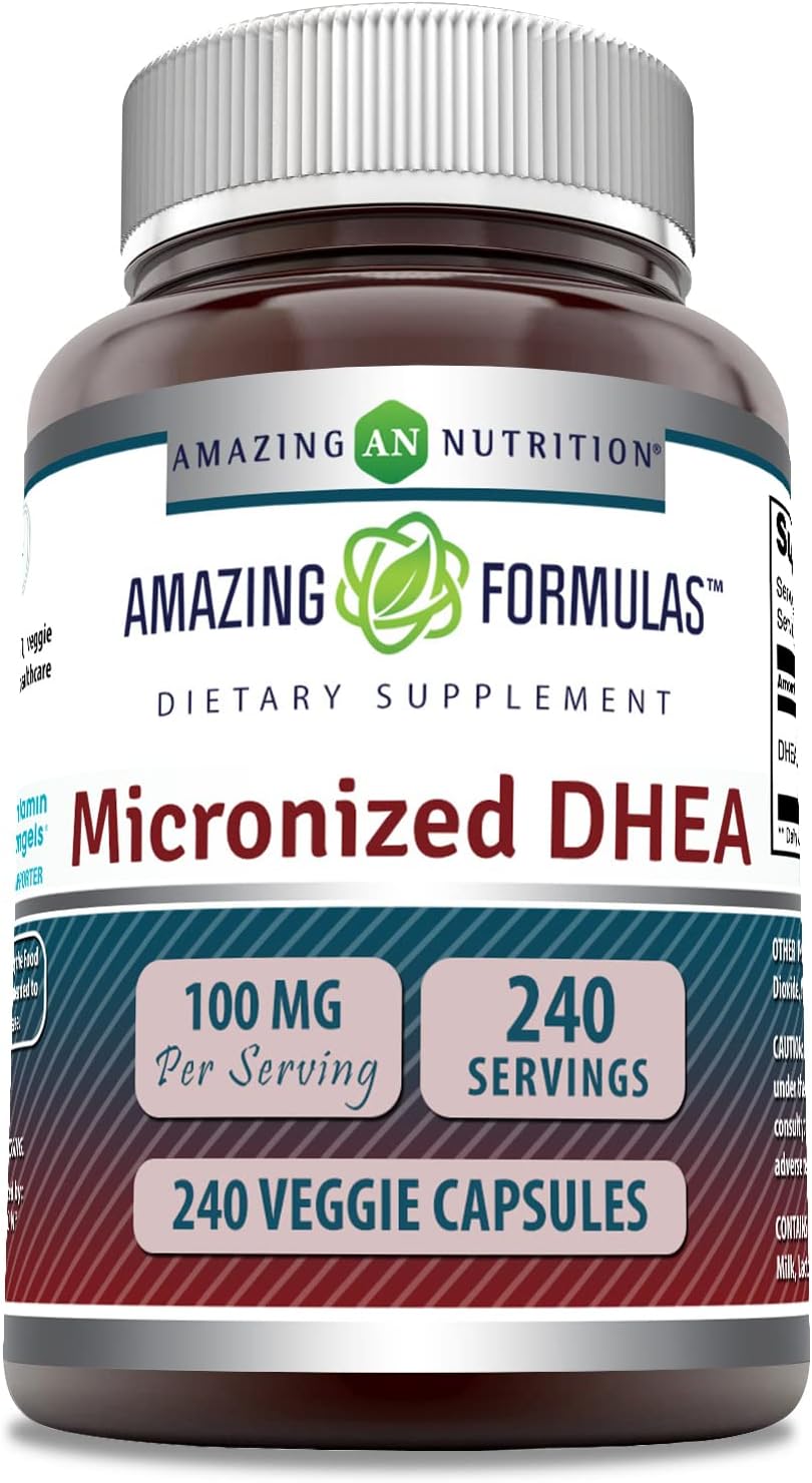 Amazing Formulas DHEA Micronizado 100 mg - 240 Cápsulas Vegetales