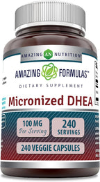 Amazing Formulas DHEA Micronizado 100 mg - 240 Cápsulas Vegetales