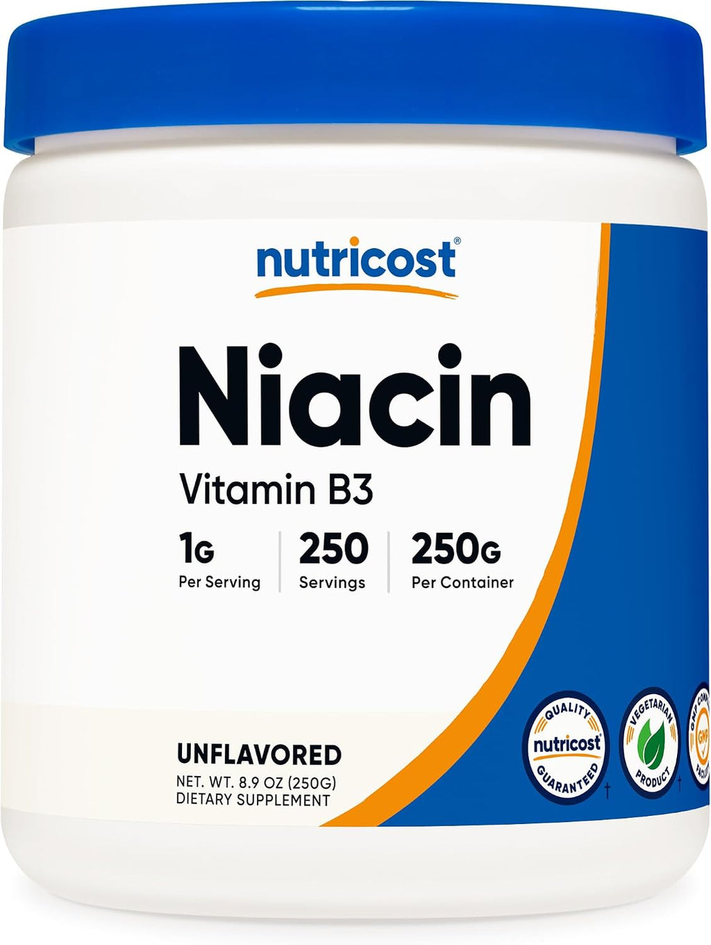 Nutricost Niacina (Vitamina B3) en Polvo 500g (2x250g) - 1g por Ración