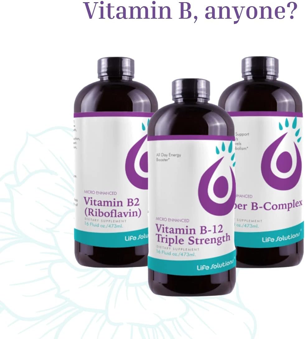 Life Solutions Vitamina B2 - Suplemento Líquido de Riboflavina 50 mg - 473 ml