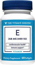 The Vitamin Shoppe Vitamina E 400 UI - Apoyo Antioxidante para la Piel y el Sistema Inmunitario (60 Softgels)