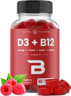 NutraChamps Vitamina D3 y B12 Gominolas con Metil B12 y Folato - 60 Gominolas