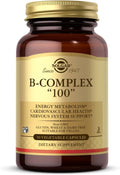 Solgar B-Complex 100 - 50 Cápsulas Vegetales - Metabolismo Energético, Apoyo al Sistema Nervioso - No Transgénico, Vegano, Sin Gluten - 50 Dosis