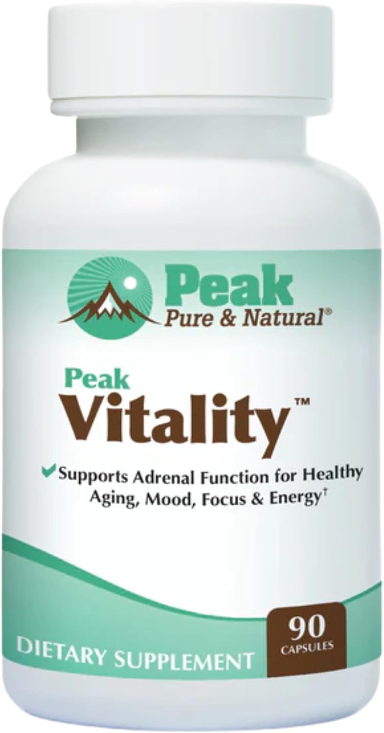 Peak Vitality Apoyo Suprarrenal con Adaptógenos - Boswellia, Albahaca Santa, L-Teanina y Ashwagandha - 90 Cápsulas