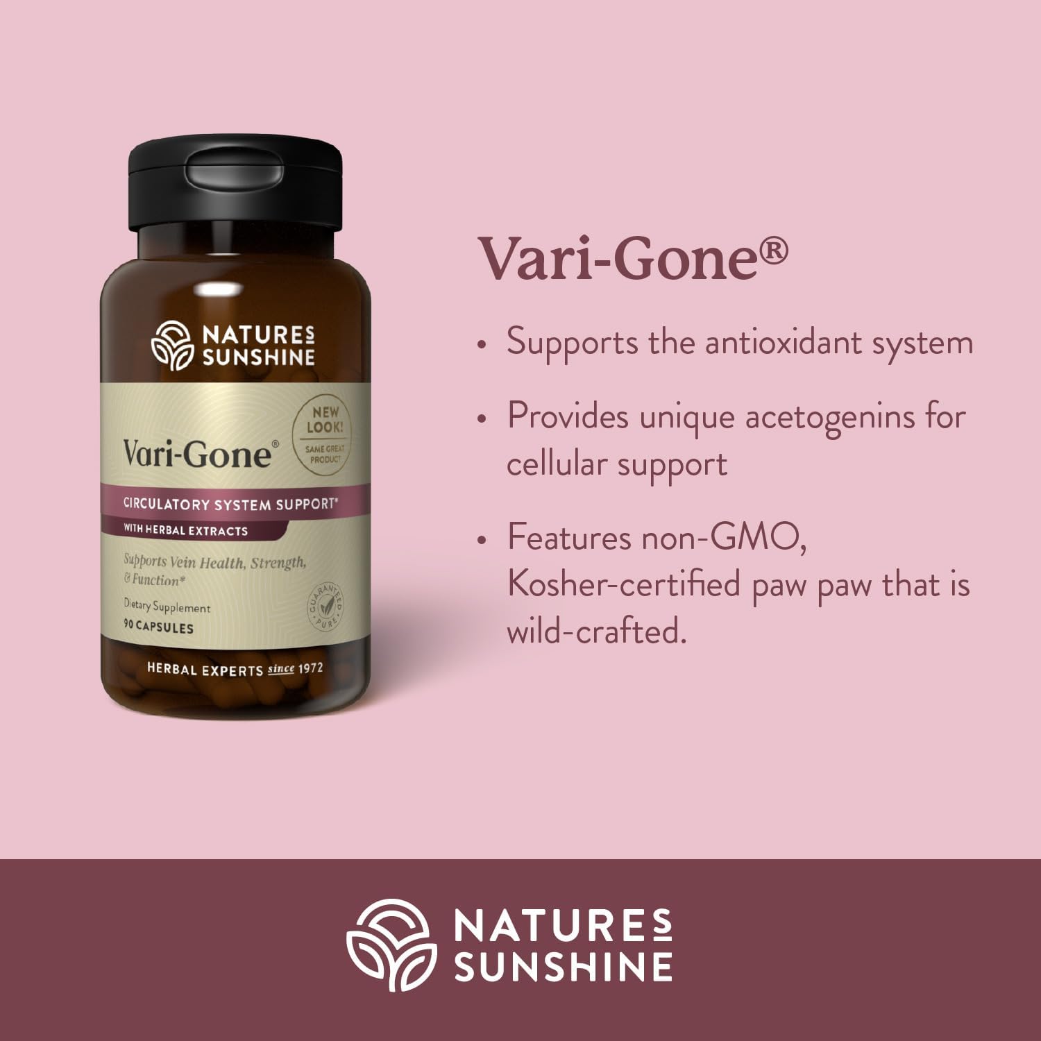 Nature's Sunshine Vari-Gone – 90 Cápsulas para la Salud Venosa