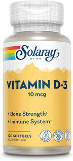 Solaray Vitamina D3 400 UI, 120 Cápsulas Blandas