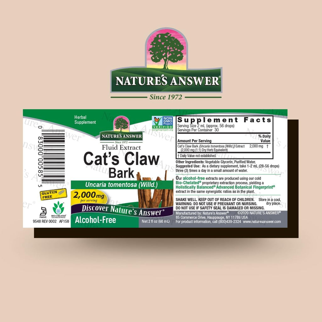 Nature's Answer Extracto Líquido de Uña de Gato 60 ml - Sin Alcohol, Vegano, Sin Gluten, Kosher