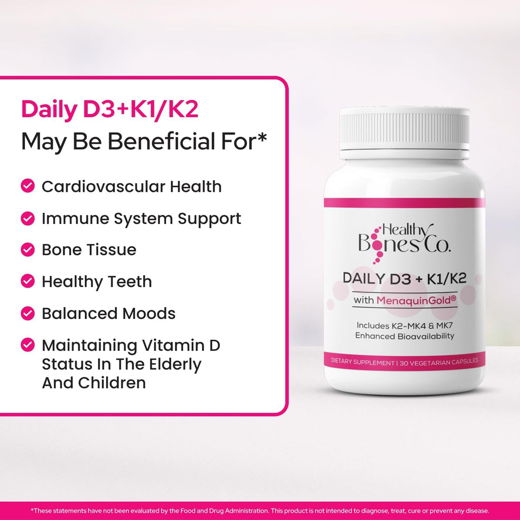 Premium D3 K2 Completo: Vitamina D3 2000 UI + K1 + K2 (MK-4 y MK-7) - 30 Cápsulas