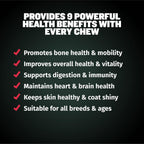 Bully Max Multivitamínico 9-en-1 para Perros, 75 Masticables Blandos - Suplemento con Glucosamina, Probióticos y Omega-3