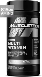 MuscleTech Platinum Multivitamin para Hombres y Mujeres - Complejo Multivitamínico con 18 Vitaminas y Minerales - 180 Comprimidos