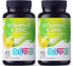 LIVS Vitamina C y Zinc Gominolas para Adultos y Niños - 125mg Vitamina C & 20mg Zinc por Dosis - Sabor Limón Hielo - 90 Gominolas Veganas
