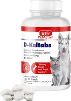 Bio PetActive D-Kaltabs Calcio y Fósforo para Perros y Gatos con Vitamina D3 - 84 Comprimidos Masticables