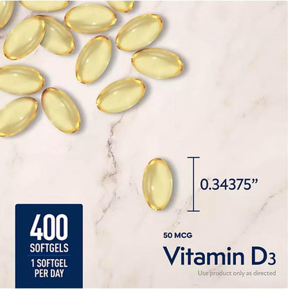 Member Mark Vitamina D3, 50 mcg (2000 UI), 400 Cápsulas Blandas