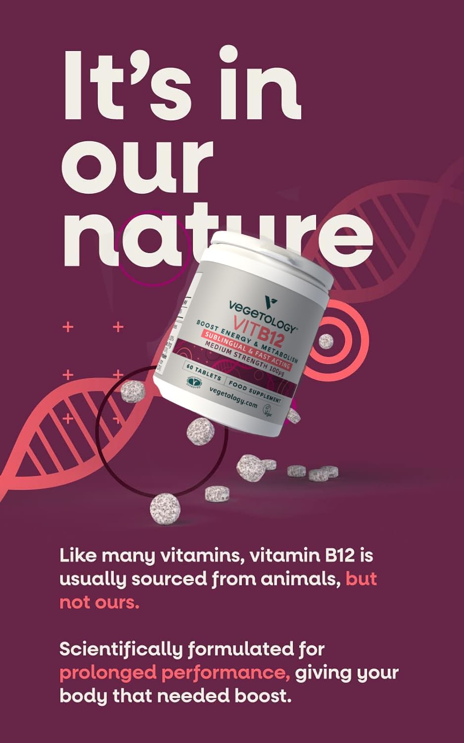VEGETOLOGY Vitamina B12 Sublingual Vegano - 100 mcg, 60 Comprimidos