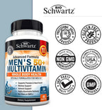 Multivitamínico Diario para Hombres Mayores de 50 Años - Con Zinc, Vitaminas A, B, C, D3, E - Apoyo para la Salud del Corazón y el Cerebro - 60 Cápsulas