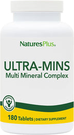 NaturesPlus Ultra-Mins – Complejo mineral con calcio, hierro, magnesio y zinc – 180 comprimidos – Vegano, Sin gluten