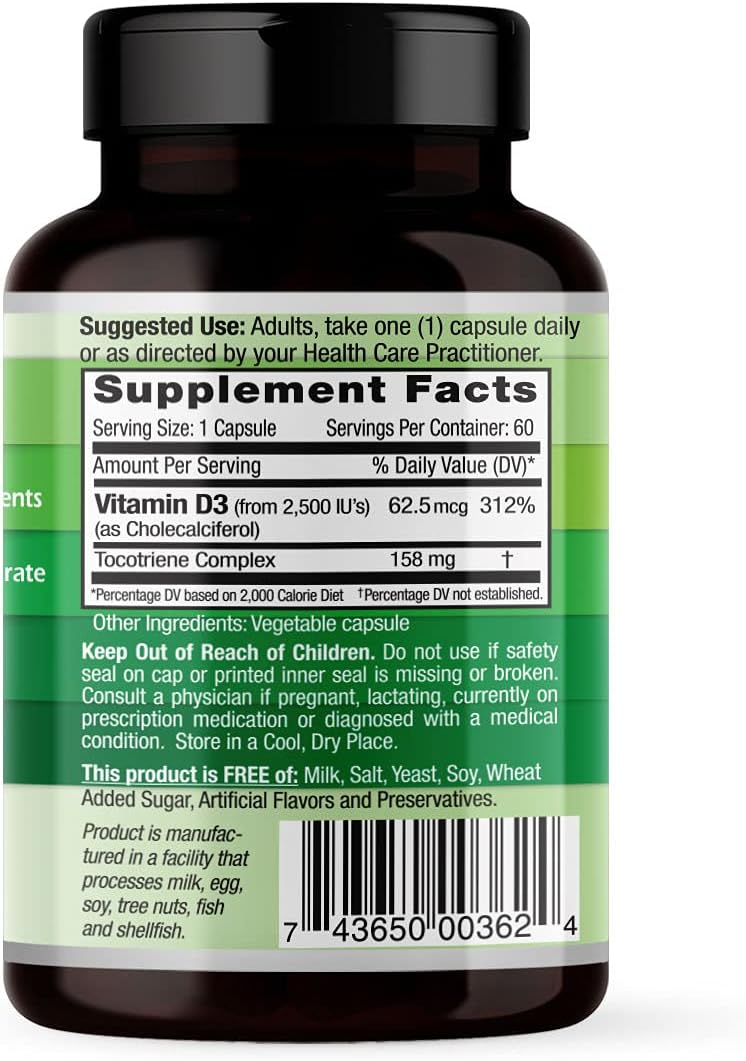 EMERALD LABS Vitamina D3 2.500 UI – 60 Cápsulas Vegetales