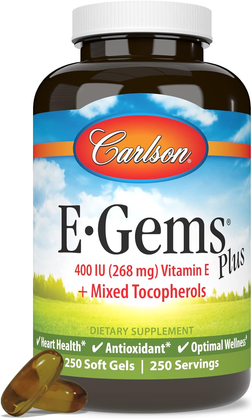 Carlson E-Gems Plus - Vitamina E Natural 400 UI, 250 cápsulas blandas