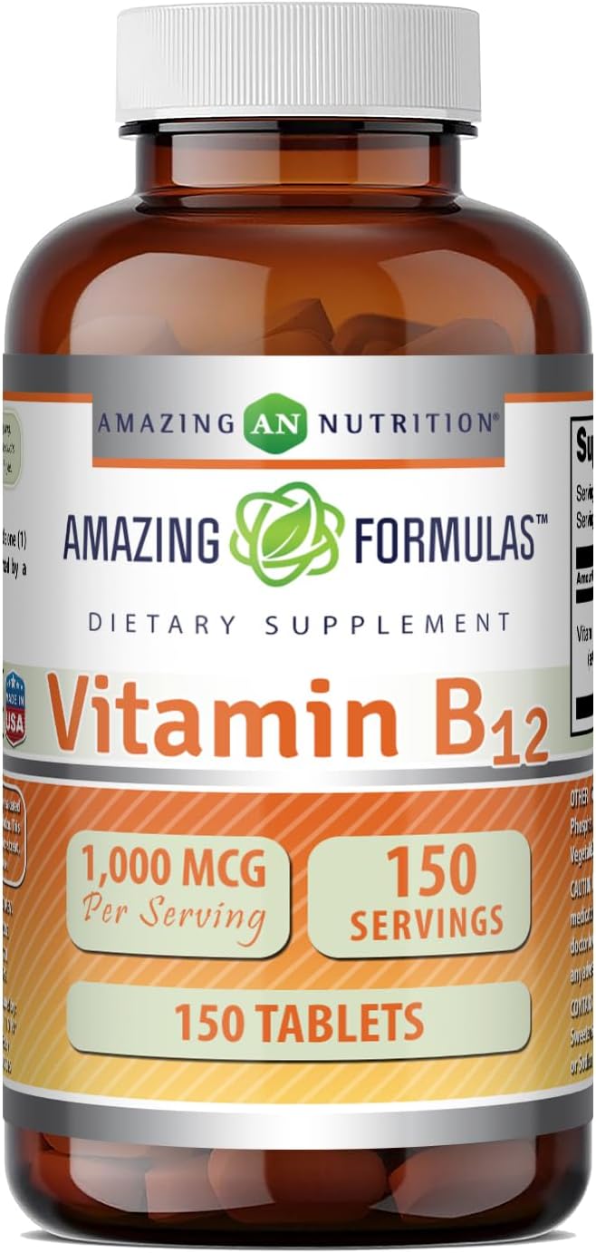 Amazing Formulas Vitamina B12 (Cianocobalamina) 1000 mcg por Servicio, 150 Comprimidos