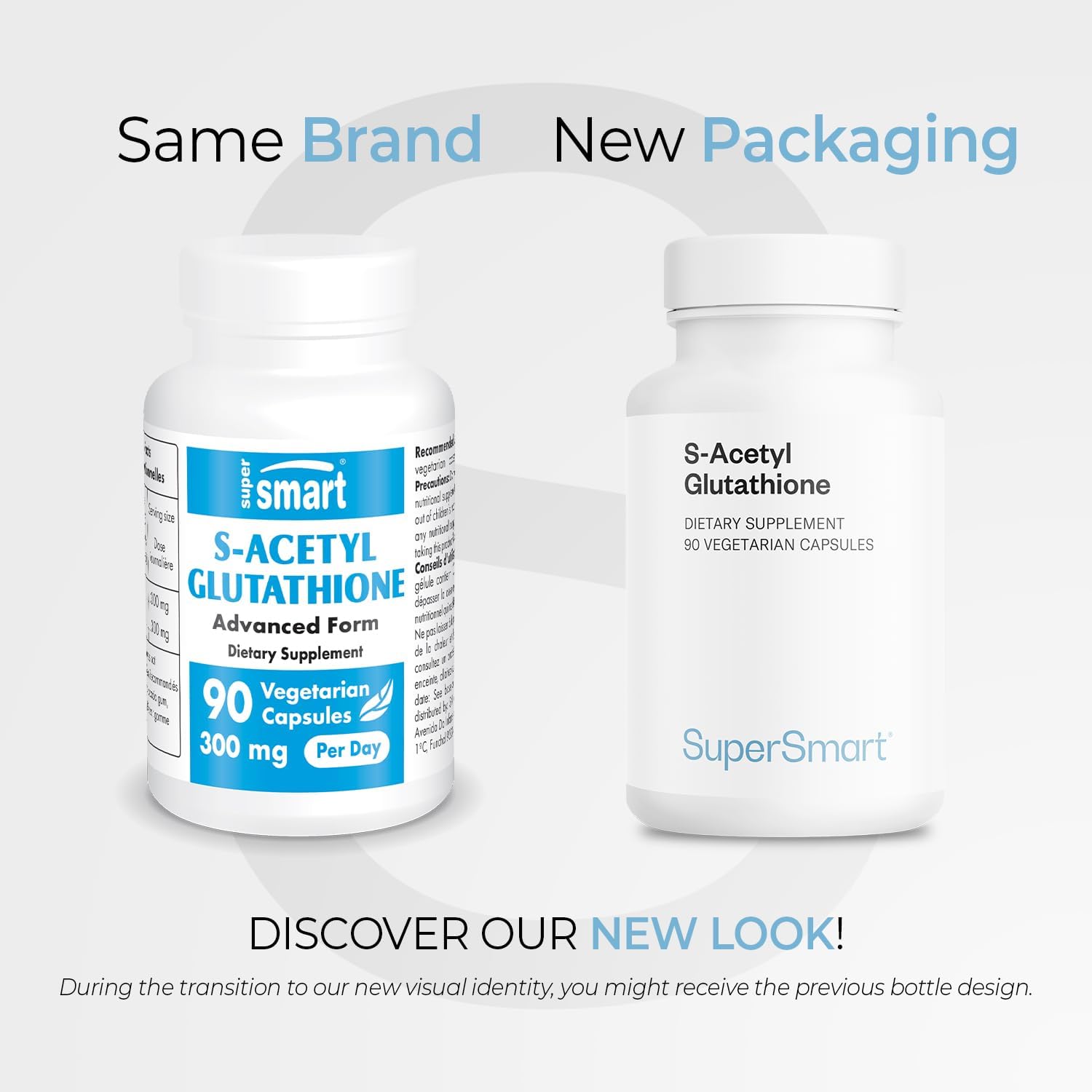 Supersmart S-Acetyl Glutathione 300mg/day (High Absorption) - Stable form of L-Glutathione Tripeptide - GSH Supplement | Non-GMO & Gluten Free - 90 Vegetable Capsules