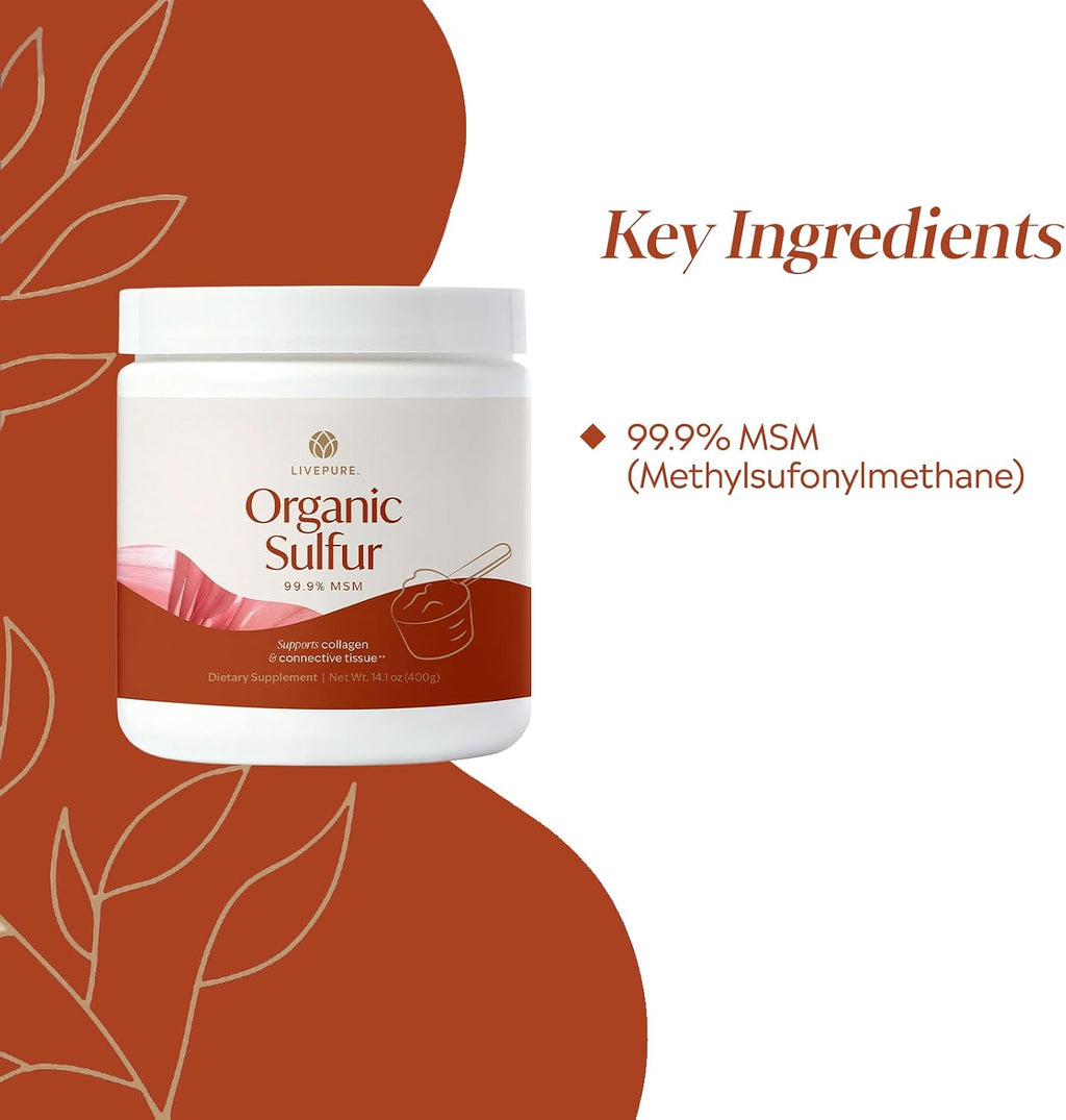 PURE Azufre Orgánico en Polvo MSM 99.9% - 400g