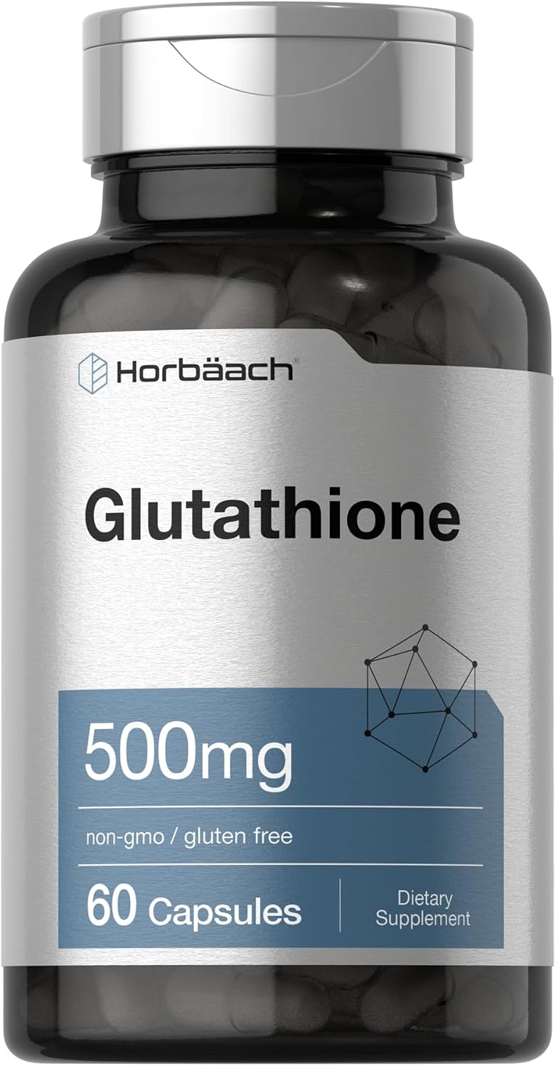Horbäach L-Glutatión 500mg | 60 Cápsulas | Forma Reducida | Sin Gluten y No Transgénico
