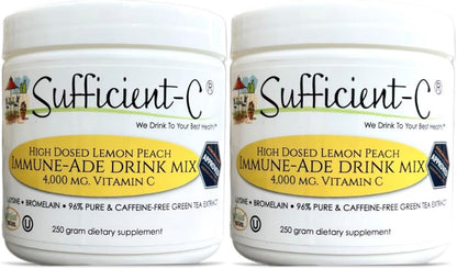Sufficient-C Vitamina C en Alta Dosis No-GMO - Mezcla para Bebida Sabor Limón y Melocotón 250g (Pack de 2) – Image 1