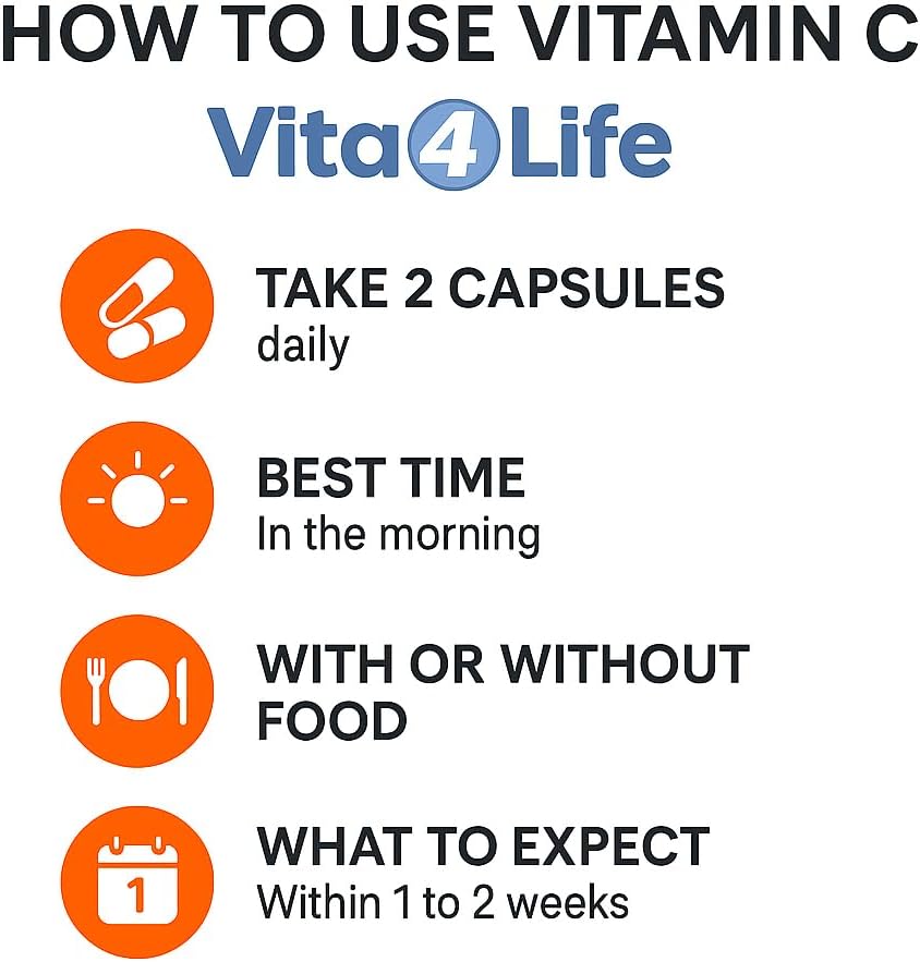 Vita4Life Vitamina C 1000 mg con Zinc y Bioflavonoides - 240 Cápsulas