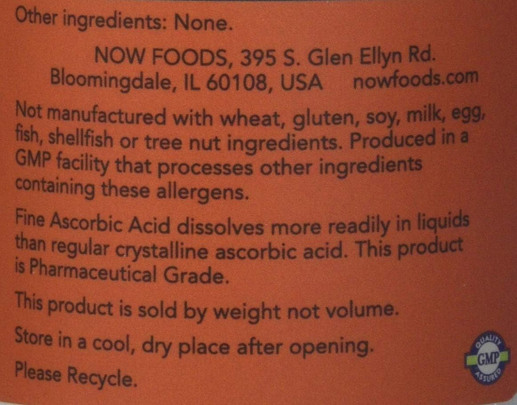 Pure Vitamin C Crystals - Ascorbic Acid 454 g - NOW Foods