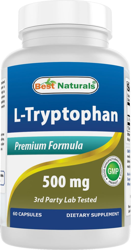 Best Naturals L-Tryptophan 500 mg, 60 Capsules