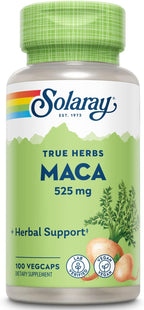 SOLARAY Raíz de Maca 525mg – Apoyo Energético y Vitalidad, No-GMO, Vegano, 100 Cápsulas