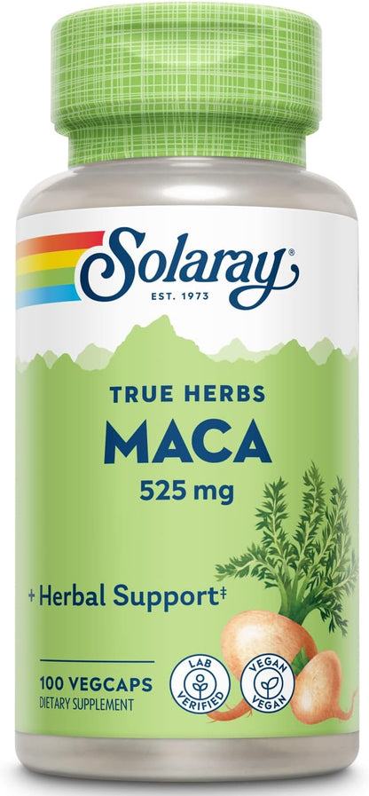 SOLARAY Maca Root 525mg – Apoyo Energético y Vitalidad, No-GMO, Vegano, 100 Cápsulas – Image 1
