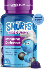 Gomitas de Apoyo Inmunológico Smurfs para Niños con Saúco, Vitamina C y Zinc - 40 uds