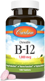 Carlson Vitamina B12 Masticable 1000 mcg - 180 Comprimidos Sabor Limón