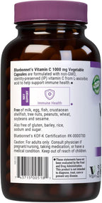 Bluebonnet Vitamin C 1000 mg – 180 Vegetable Capsules
