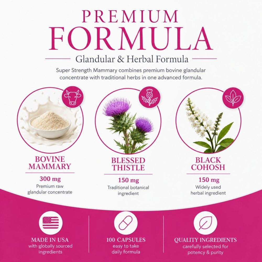 SOR, Inc. Super Strength Mammary Fórmula de Mejora del Pecho, 100 Cápsulas