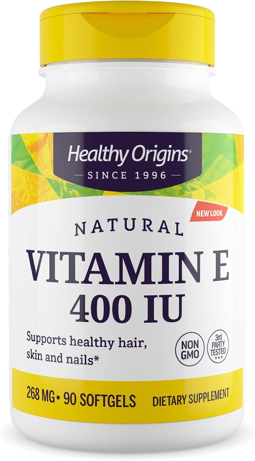 Healthy Origins Vitamina E 400 UI (268 mg) con Tocoferoles Mixtos Naturales - 90 Cápsulas Blandas