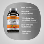 Piping Rock Vitamina C 1000mg Comprimidos Masticables con Rosa Mosqueta, Sabor Naranja, 180 Unidades