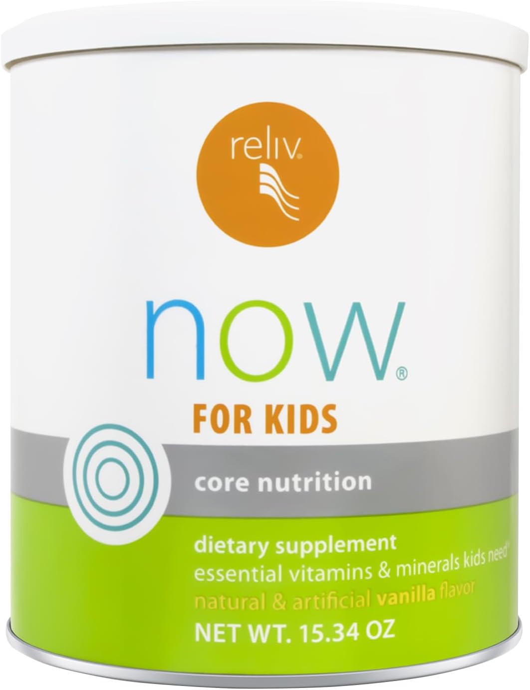 RELIV Now for Kids Vainilla - Batido Nutricional con Vitaminas y Minerales Esenciales, Proteína Vegetal y DHA, 15 porciones
