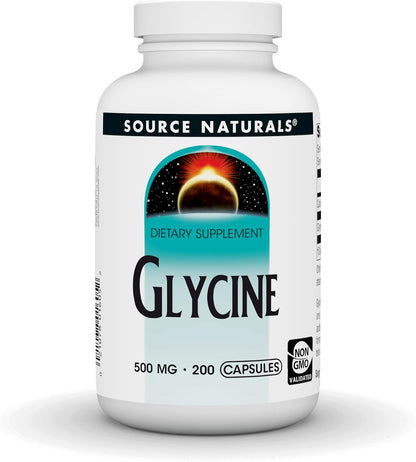 Source Naturals Glicina, Suplemento Alimenticio - 500 mg - 200 Cápsulas – Image 1