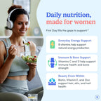 FIRST DAY Women's Multivitamin Gummies – Multivitamínico diario con superalimentos orgánicos, folato metilado, zinc y biotina – Vegano, 120 gominolas