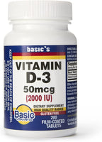 Basic Vitamins Natural Vitamin D-3 2000 IU - 200 Comprimidos Recubiertos