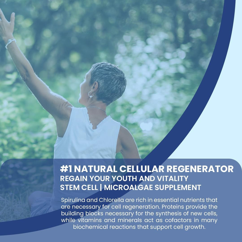 4 Células Madres AFA Stem Natural Cell - 60 Cápsulas - 1.000 mg - Alga Verde Azul - Sin OMG - Sin Gluten