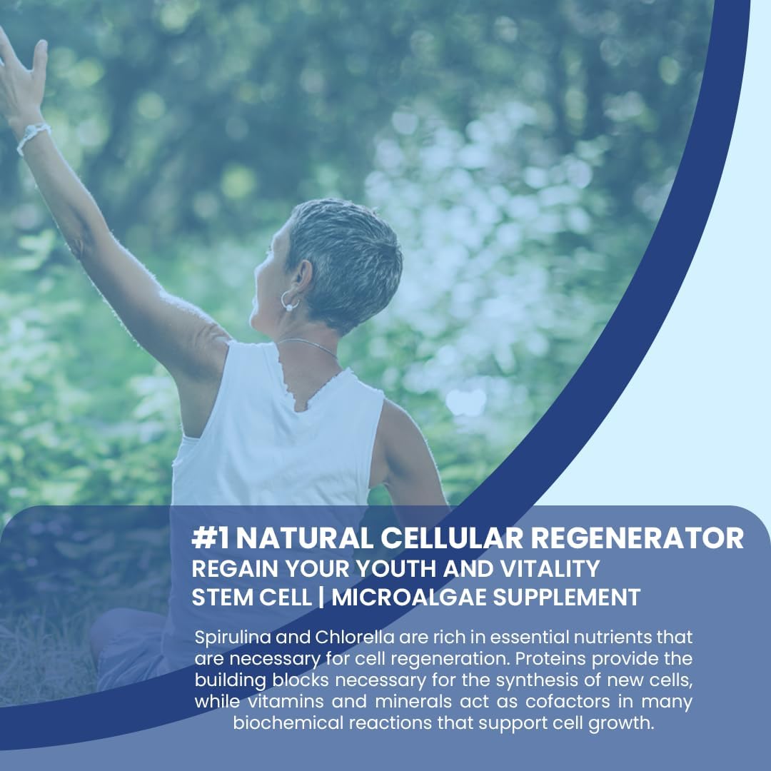 4 Células Madres AFA Stem Natural Cell - 60 Cápsulas - 1.000 mg - Alga Verde Azul - Sin OMG - Sin Gluten