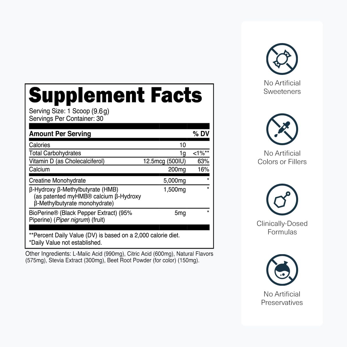 Transparent Labs Creatine HMB - Monohidrato de Creatina con HMB - 30 Servicios (Tropical Punch)