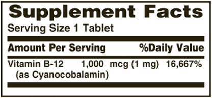Nature's Bounty Vitamina B-12 1000 mcg Comprimidos, 100 Unidades – Image 2