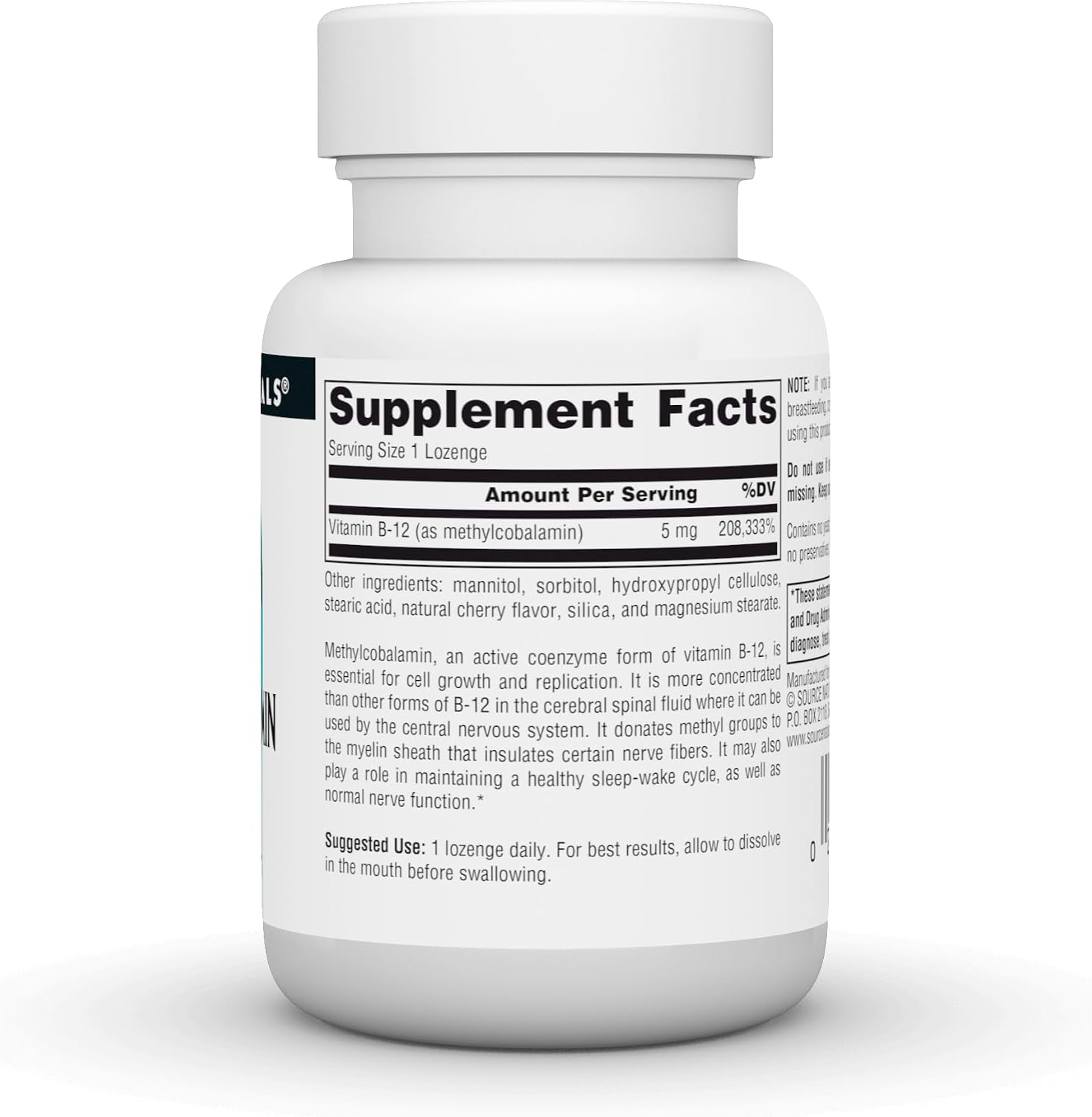 Source Naturals Metilcobalamina Vitamina B12 - Sabor Cereza - 5 mg - 30 Comprimidos