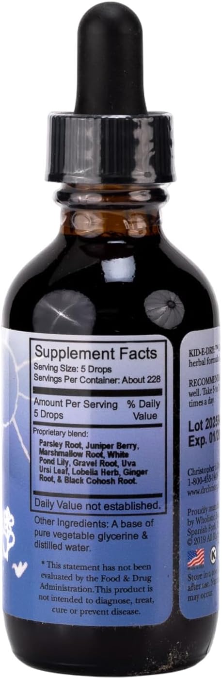 Christopher's Original Formulas Kid-e-Dry Glycerite – Complemento herbal para el sistema urinario infantil, 59 ml